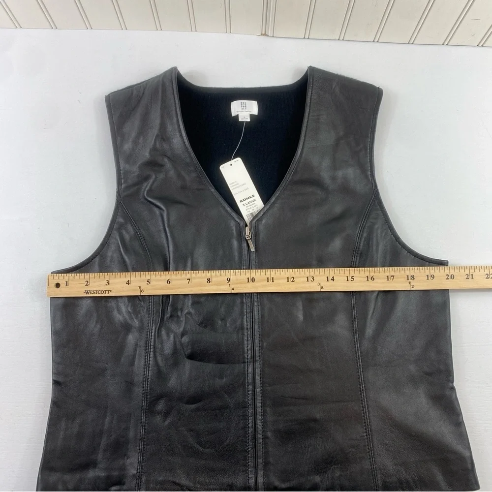 Apt. 9 Women’s Black Lambskin Leather Full‎ Zip Vest Sz XL